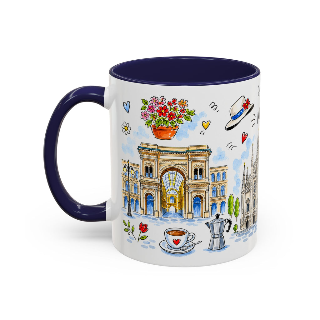 Milan Travel Mug | European City Souvenir Accent Coffee Mug | 11oz 15oz Ceramic Cup