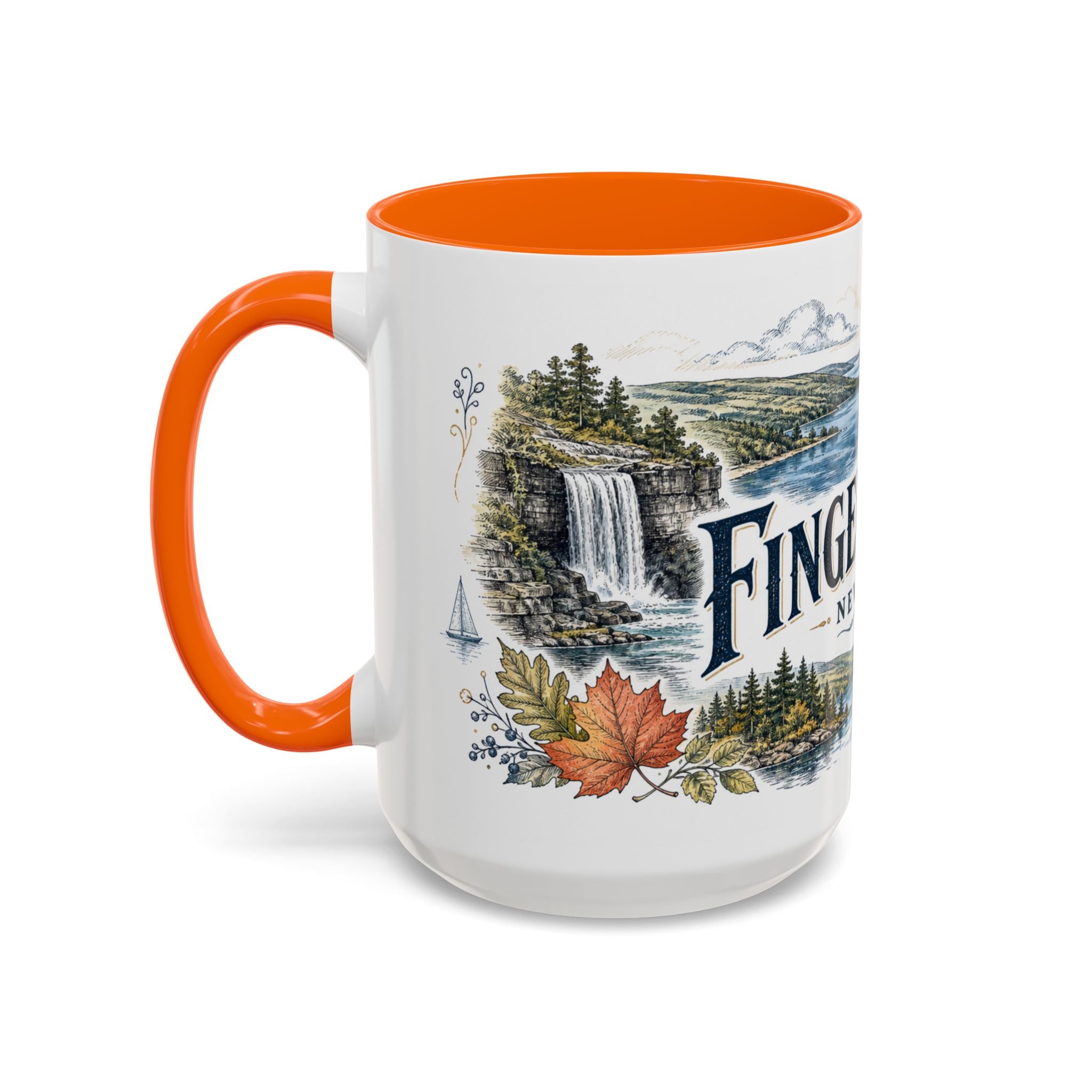 Finger Lakes Mug, New York Travel Souvenir, Bucket List Gift, Accent Ceramic Coffee Mug 11oz 15oz