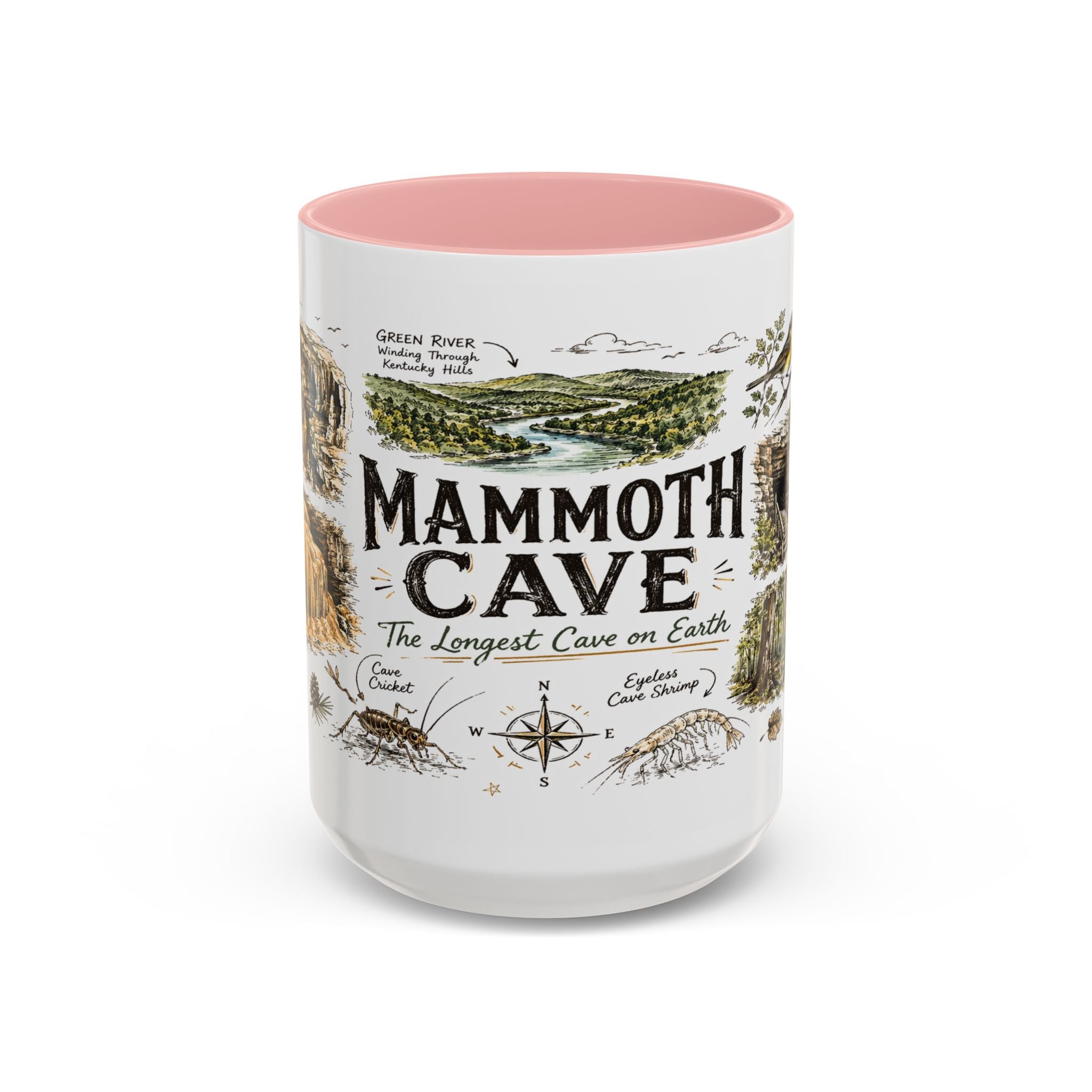 Mammoth Cave National Park Coffee Mug | Kentucky Cave Exploration Hiking Gift | Accent Color Ceramic 11oz 15oz