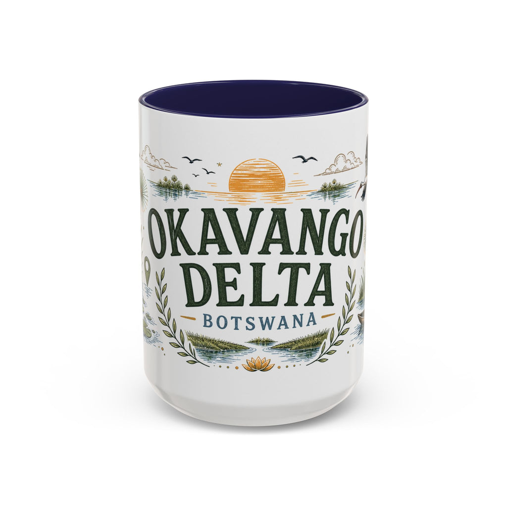 Okavango Delta Coffee Mug | Travel Destination Souvenir Gift | Accent Color Ceramic 11oz 15oz