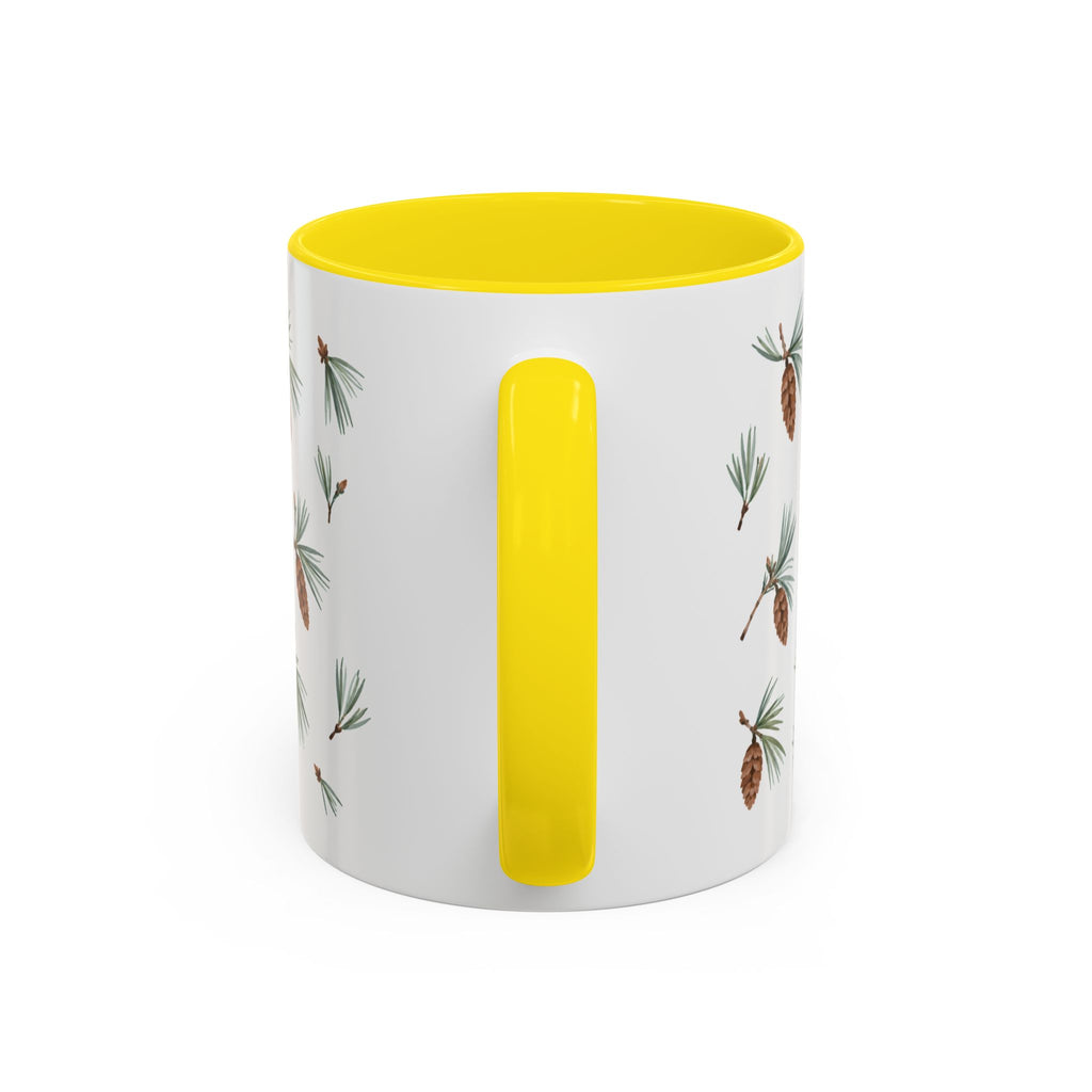 Maine White Pine Cone and Tassel Mug, State Flower Floral Coffee Cup, 11oz Botanical Gift
