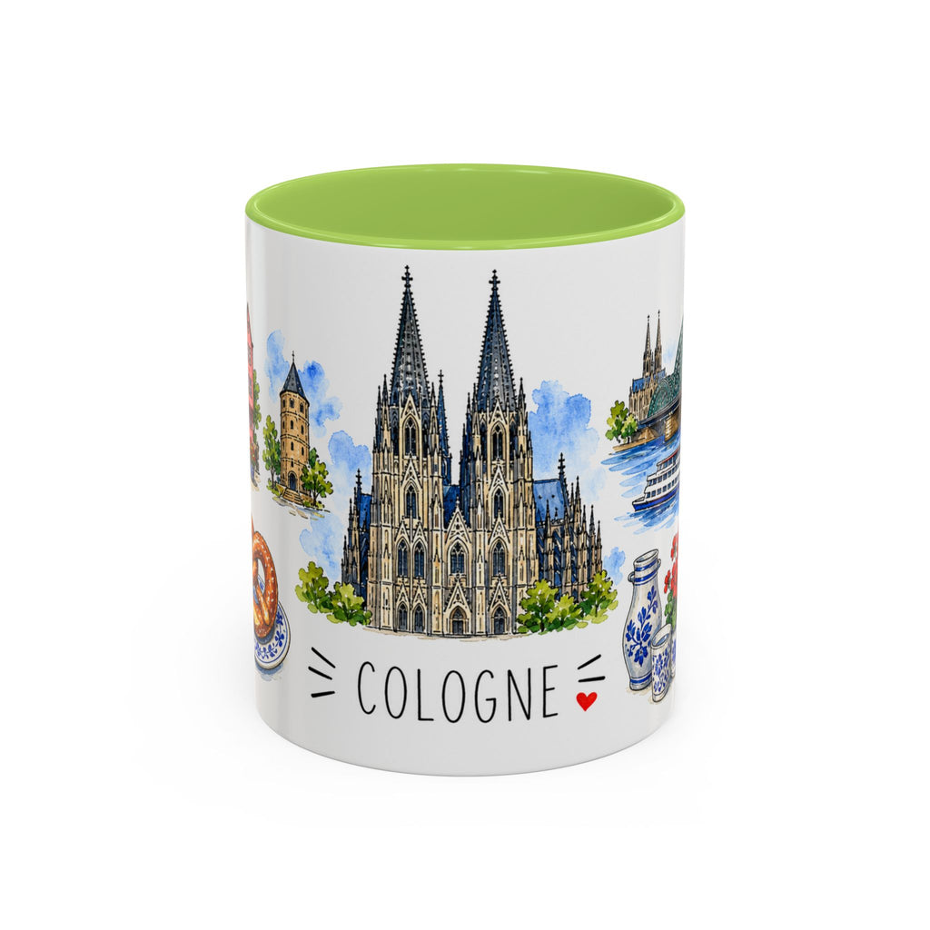 Cologne Illustrated Travel Mug | City Souvenir Accent Coffee Mug | 11oz 15oz Ceramic Cup