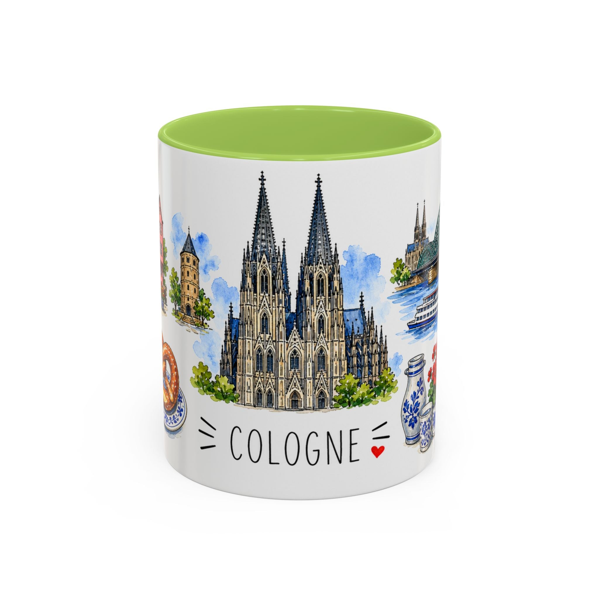 Cologne Illustrated Travel Mug | City Souvenir Accent Coffee Mug | 11oz 15oz Ceramic Cup