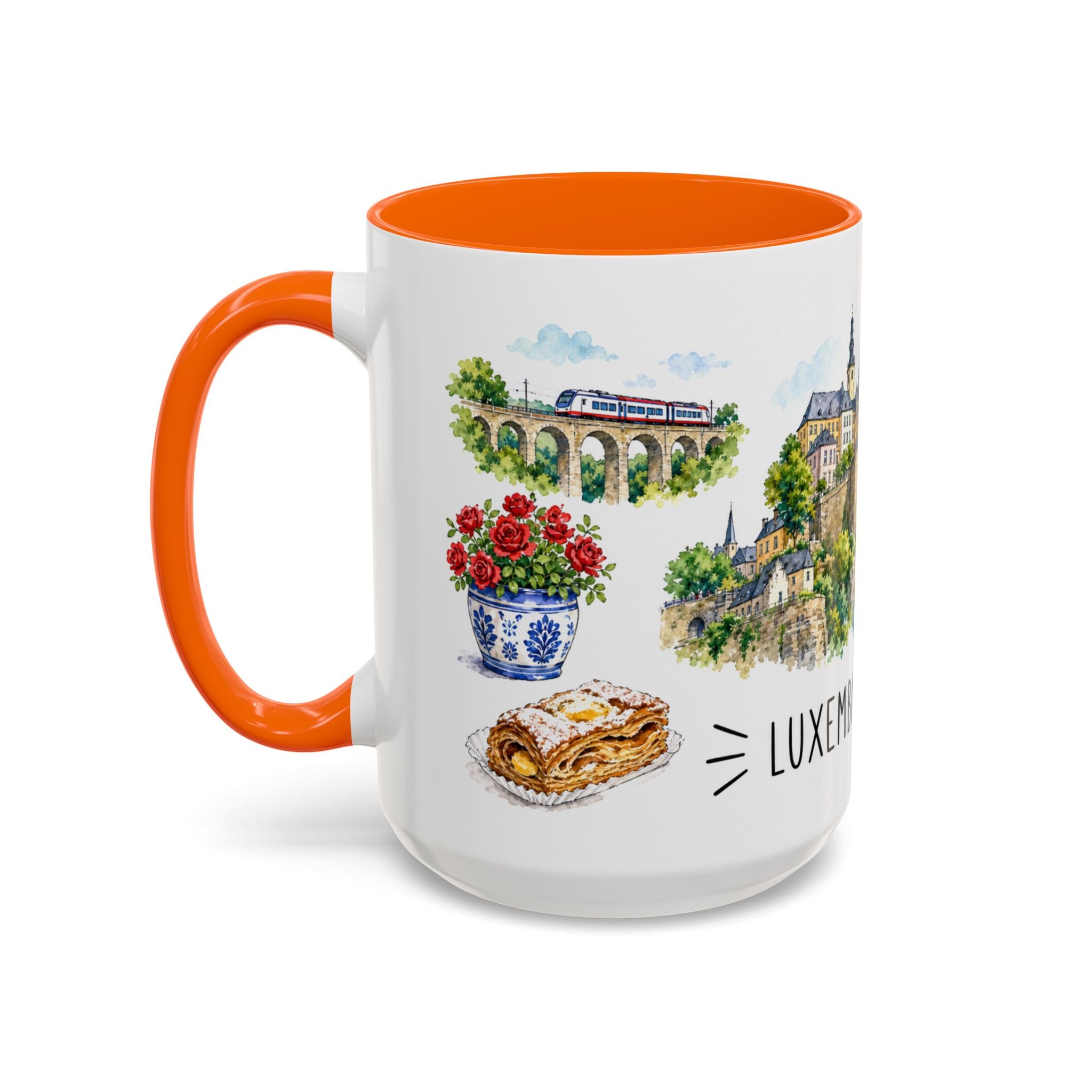 Luxembourg City Illustrated Travel Mug | City Souvenir Accent Coffee Mug | 11oz 15oz Ceramic Cup