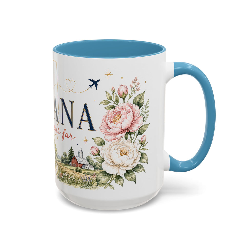 Indiana State Mug | Moving Away, Long Distance Friendship Gift | Botanical Map Accent Cup