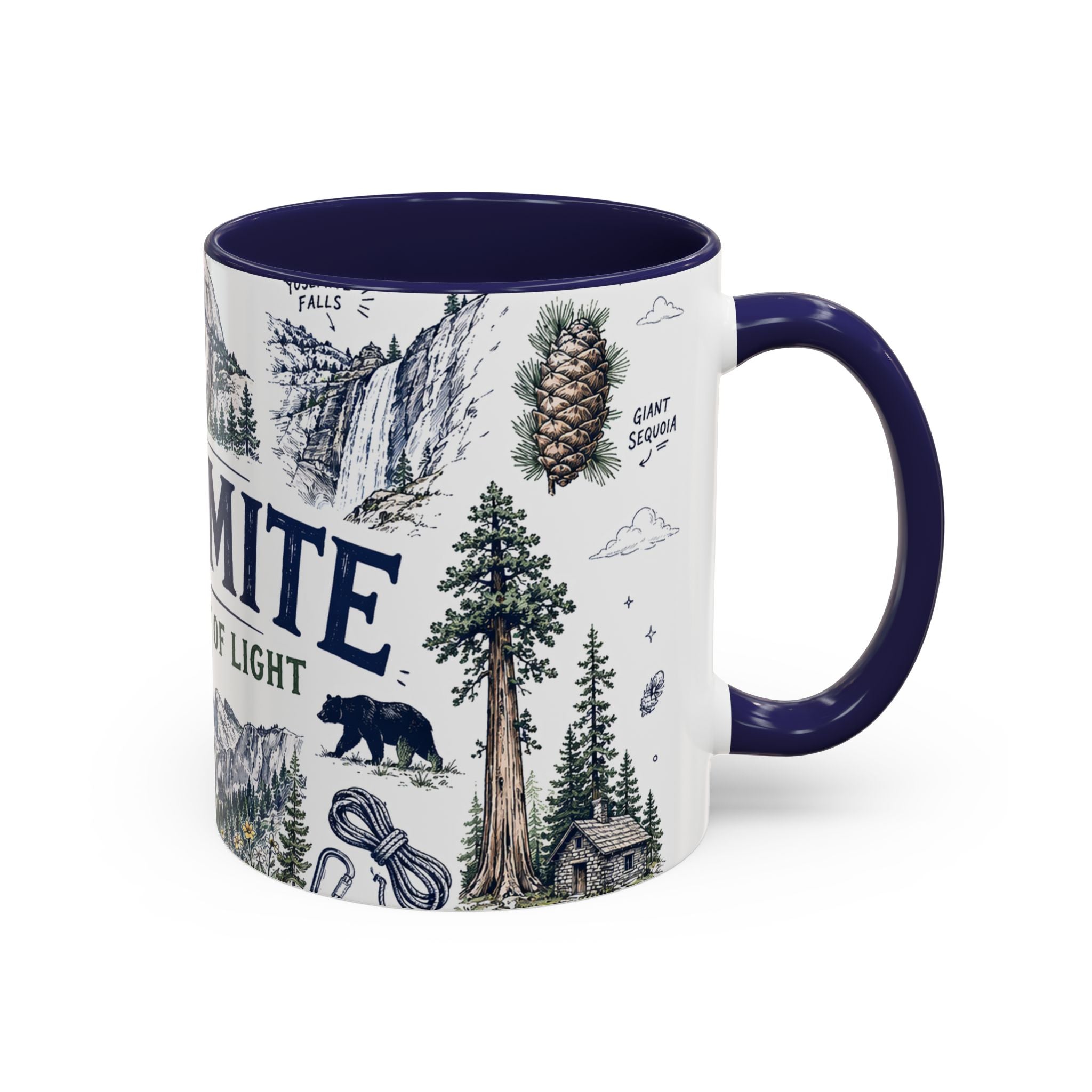 Yosemite National Park Coffee Mug | Hiking Camping Nature Gift | Accent Color Ceramic 11oz 15oz