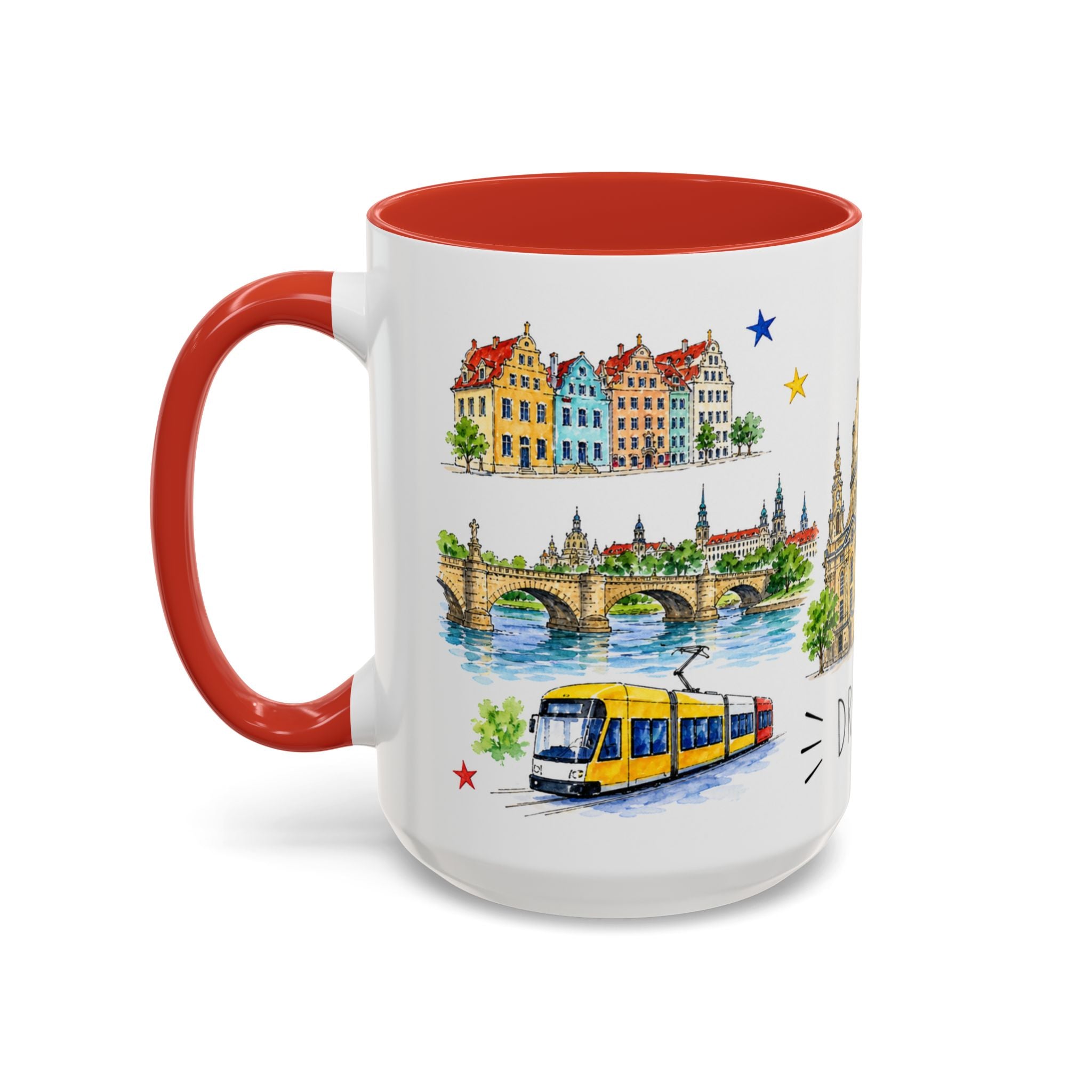 Dresden Illustrated Travel Mug | City Souvenir Accent Coffee Mug | 11oz 15oz Ceramic Cup