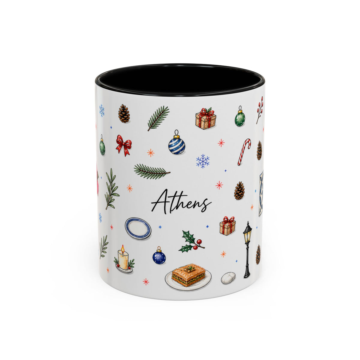 Athens Christmas Mug | Watercolor City Souvenir, Travel Gift (11oz/15oz)