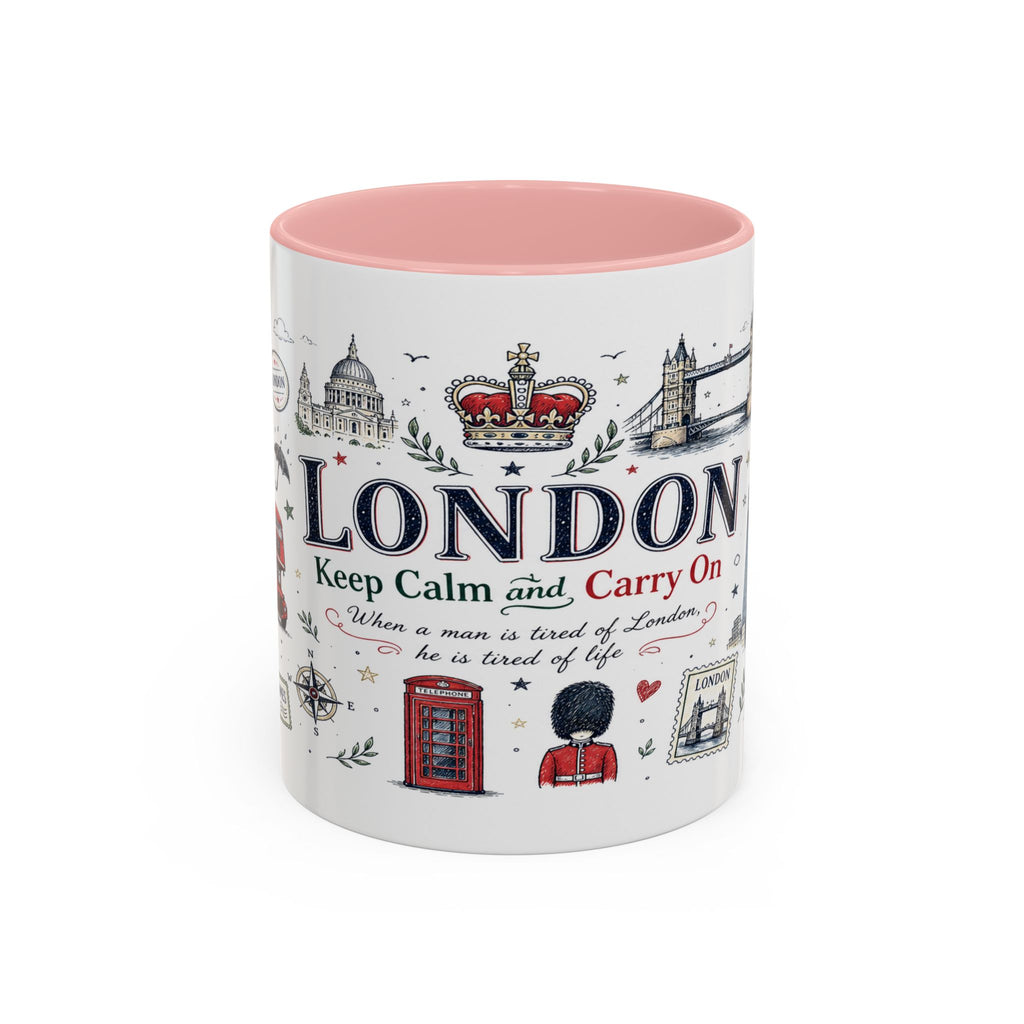 London Coffee Mug | England Souvenir Travel Gift | Accent Color Ceramic 11oz 15oz