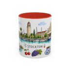 Stockton Illustrated Travel Mug | City Souvenir Accent Coffee Mug | 11oz 15oz Ceramic Cup