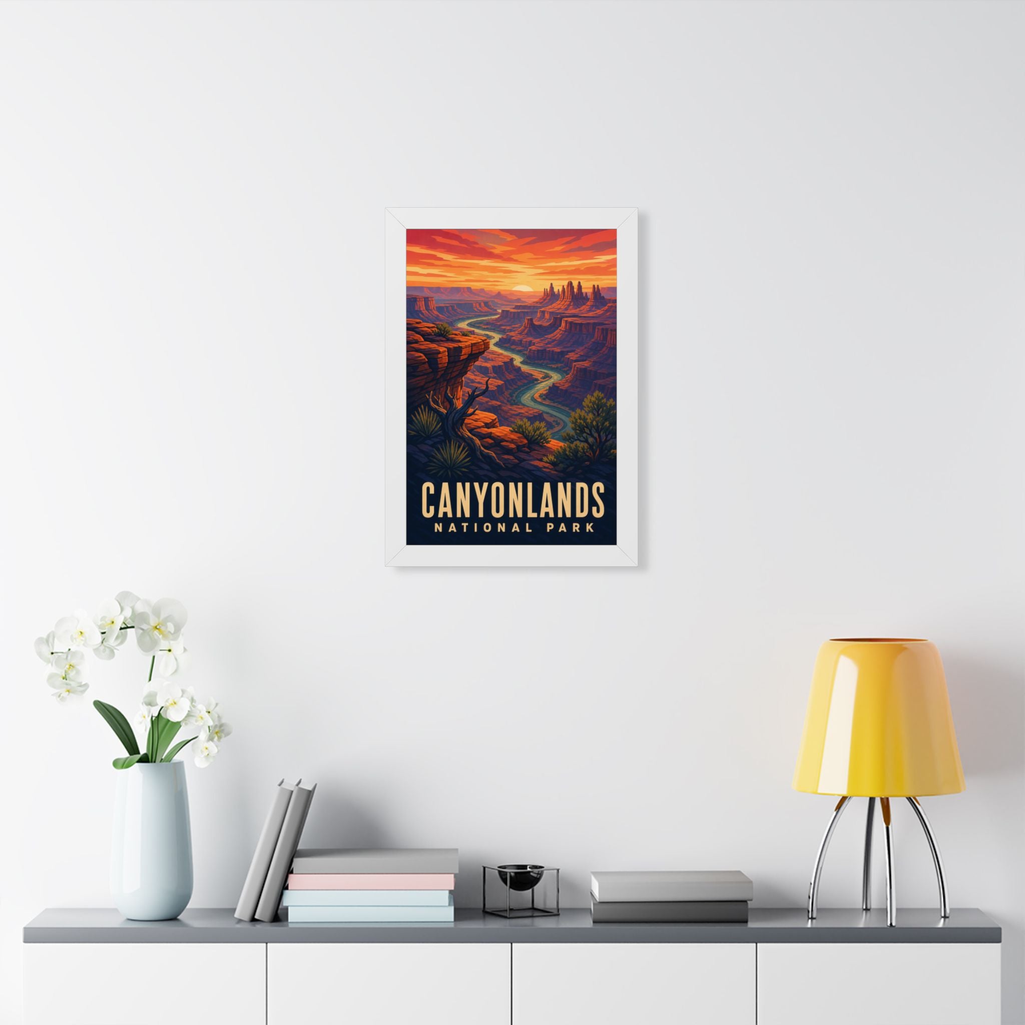 Canyonlands National Park Framed Poster | Vintage Travel Wall Art | Black Walnut White Frame | 16x24 20x30