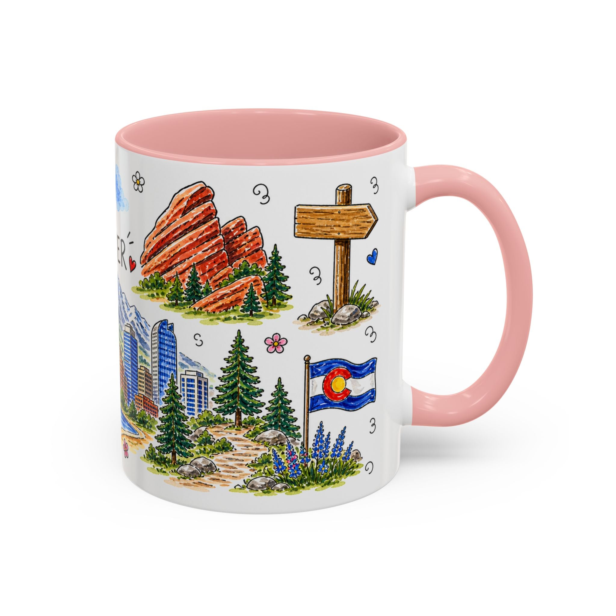 Denver Illustrated Travel Mug | City Souvenir Accent Coffee Mug | 11oz 15oz Ceramic Cup