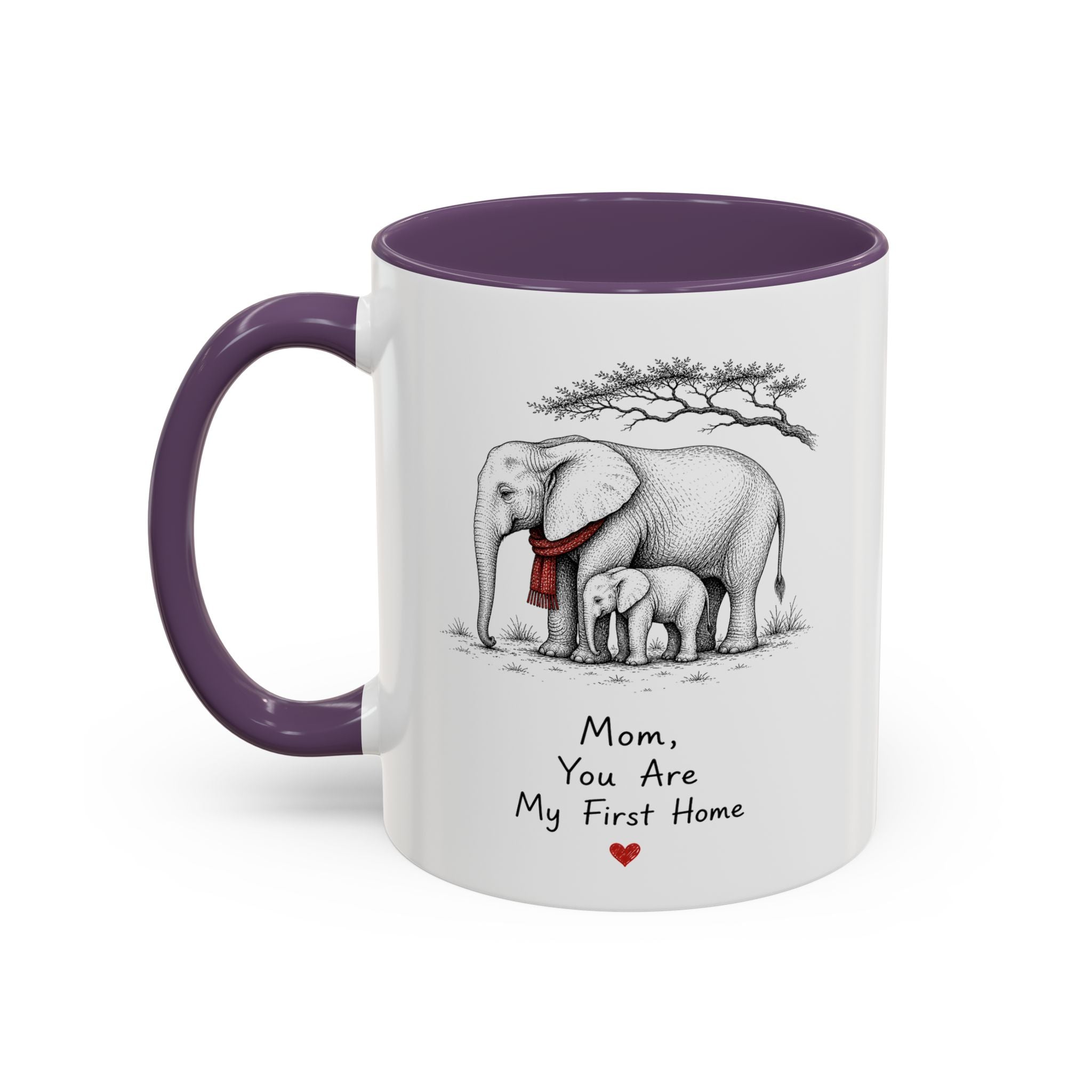 Elephant Mom Coffee Mug | First Home Forever Heart | Mother's Day Gift
