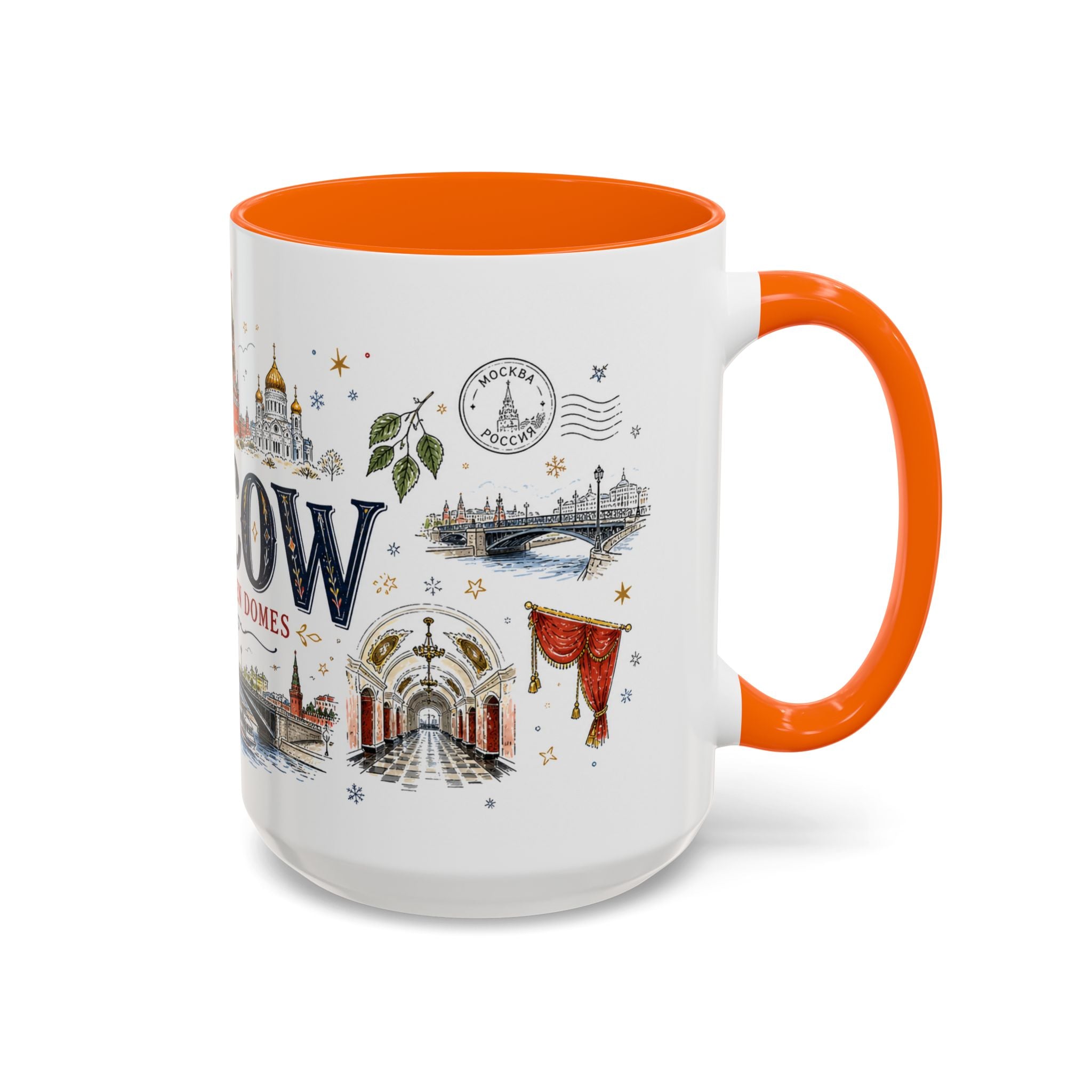 Moscow Coffee Mug | Russia Souvenir Travel Gift | Accent Color Ceramic 11oz 15oz
