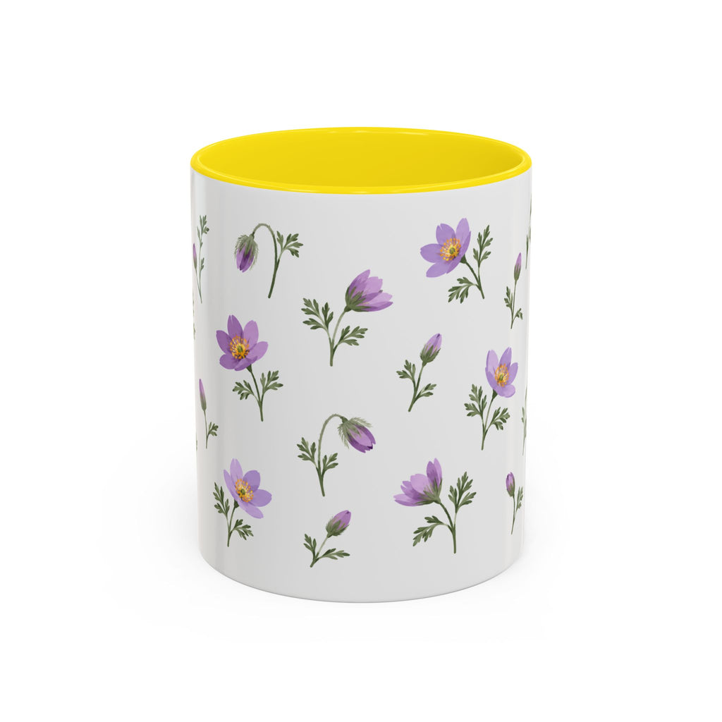 South Dakota Pasque Flower Mug, State Flower Floral Coffee Cup, 11oz Botanical Gift
