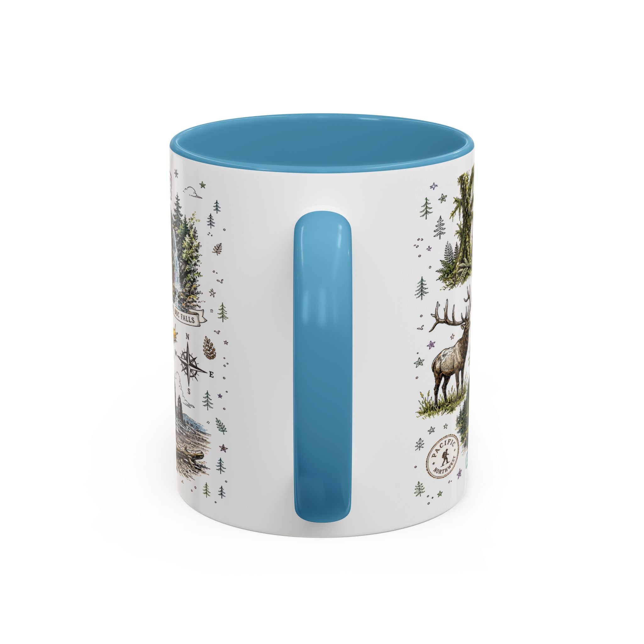 Olympic Coffee Mug | National Park Hiking Rainforest Gift | Accent Color Ceramic 11oz 15oz