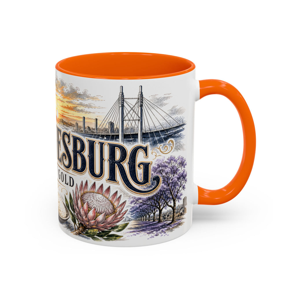 Johannesburg Coffee Mug | South Africa Travel Souvenir | Vintage Illustrated City Gift | 11 oz 15 oz Accent Mug