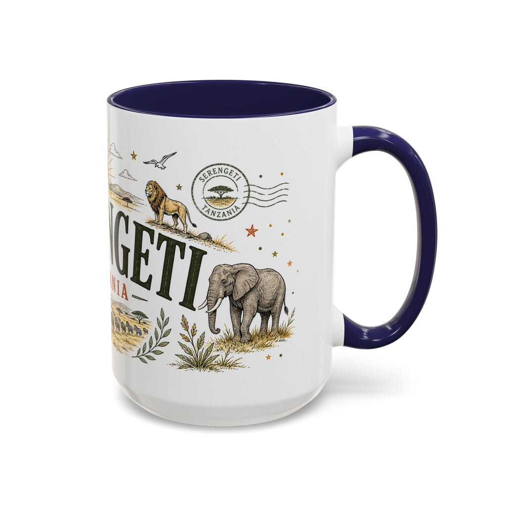 Serengeti Coffee Mug | Travel Destination Souvenir Gift | Accent Color Ceramic 11oz 15oz