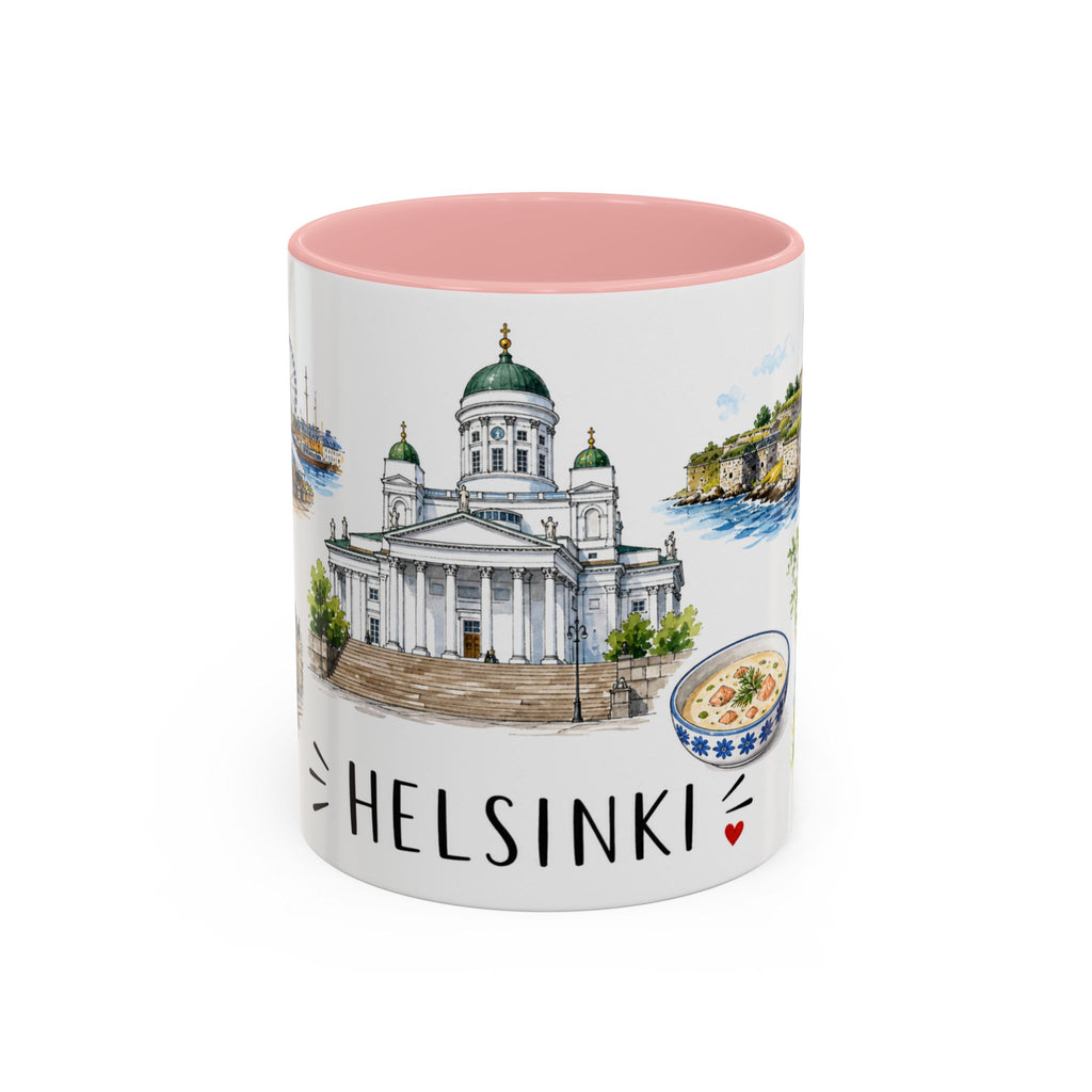 Helsinki Illustrated Travel Mug | City Souvenir Accent Coffee Mug | 11oz 15oz Ceramic Cup