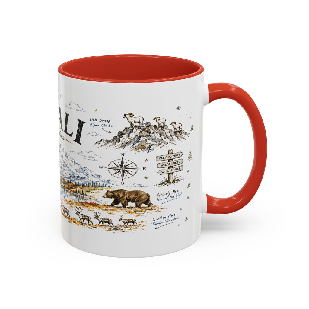 Denali National Park Coffee Mug | Alaska National Park Hiking Gift | Accent Color Ceramic 11oz 15oz