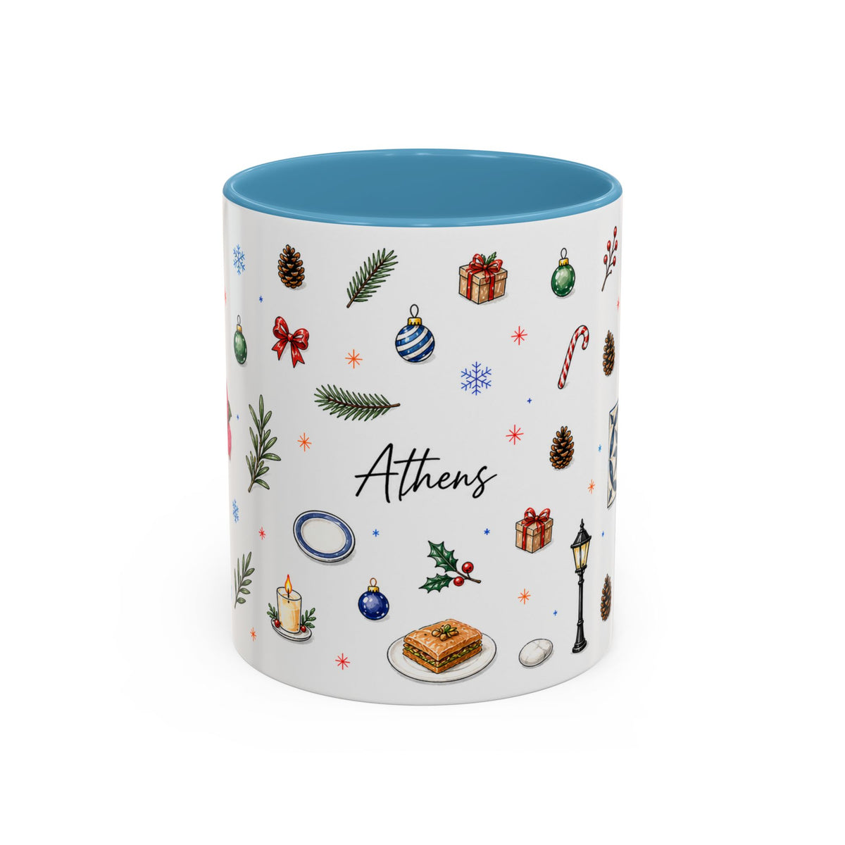 Athens Christmas Mug | Watercolor City Souvenir, Travel Gift (11oz/15oz)