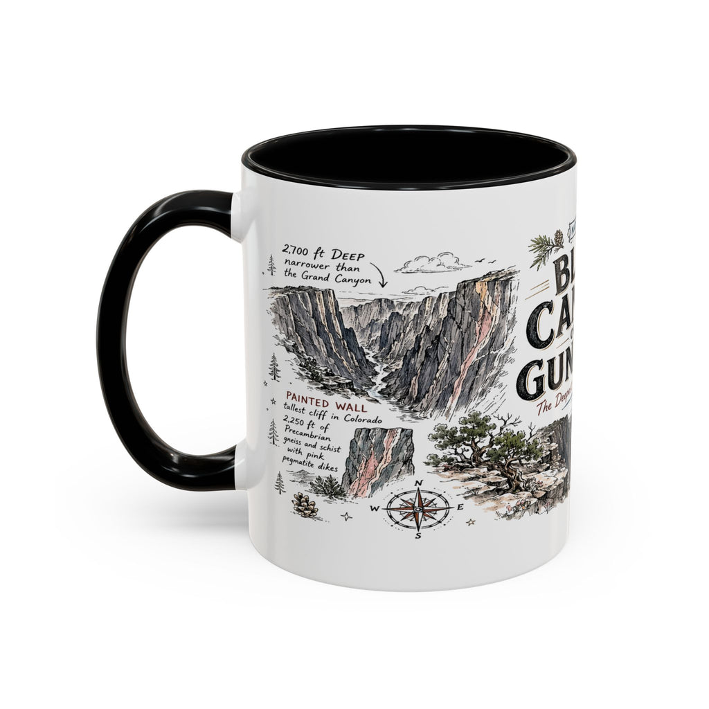 Black Canyon of the Gunnison National Park Coffee Mug | Colorado Deep Canyon Hiking Gift | Accent Color Ceramic 11oz 15oz