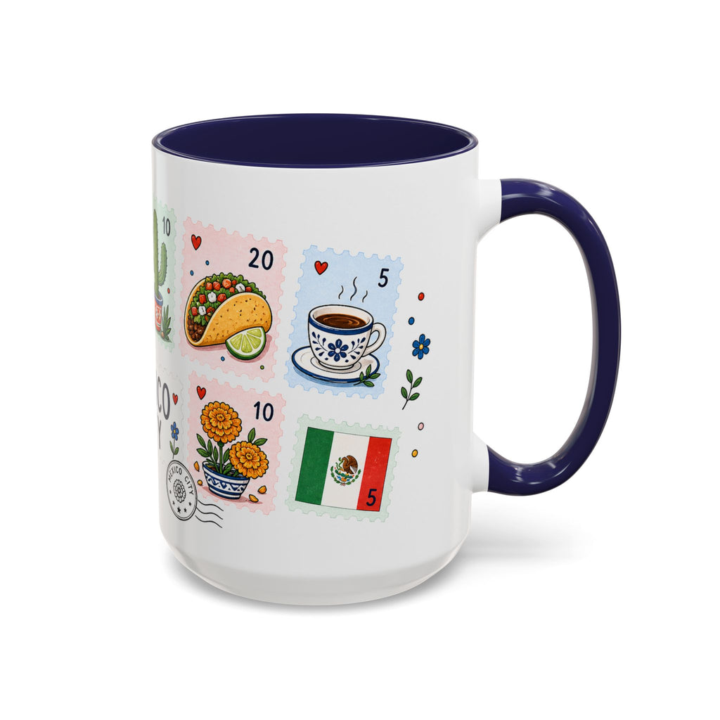 Mexico City Coffee Mug | Postage Stamp Collage Mug | Travel Souvenir Accent Cup 11oz 15oz