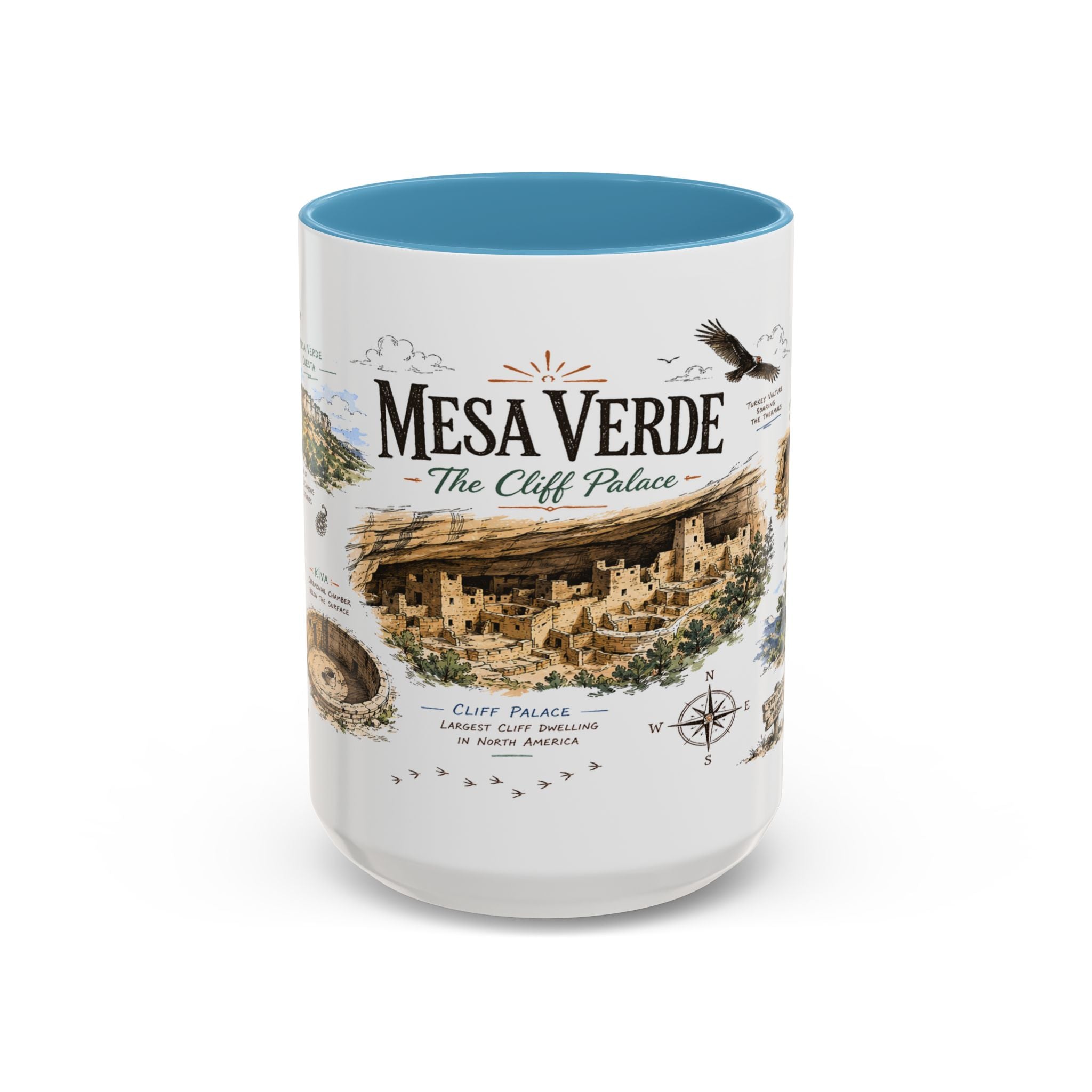 Mesa Verde National Park Coffee Mug | Colorado Ancient Cliff Dwellings Gift | Accent Color Ceramic 11oz 15oz