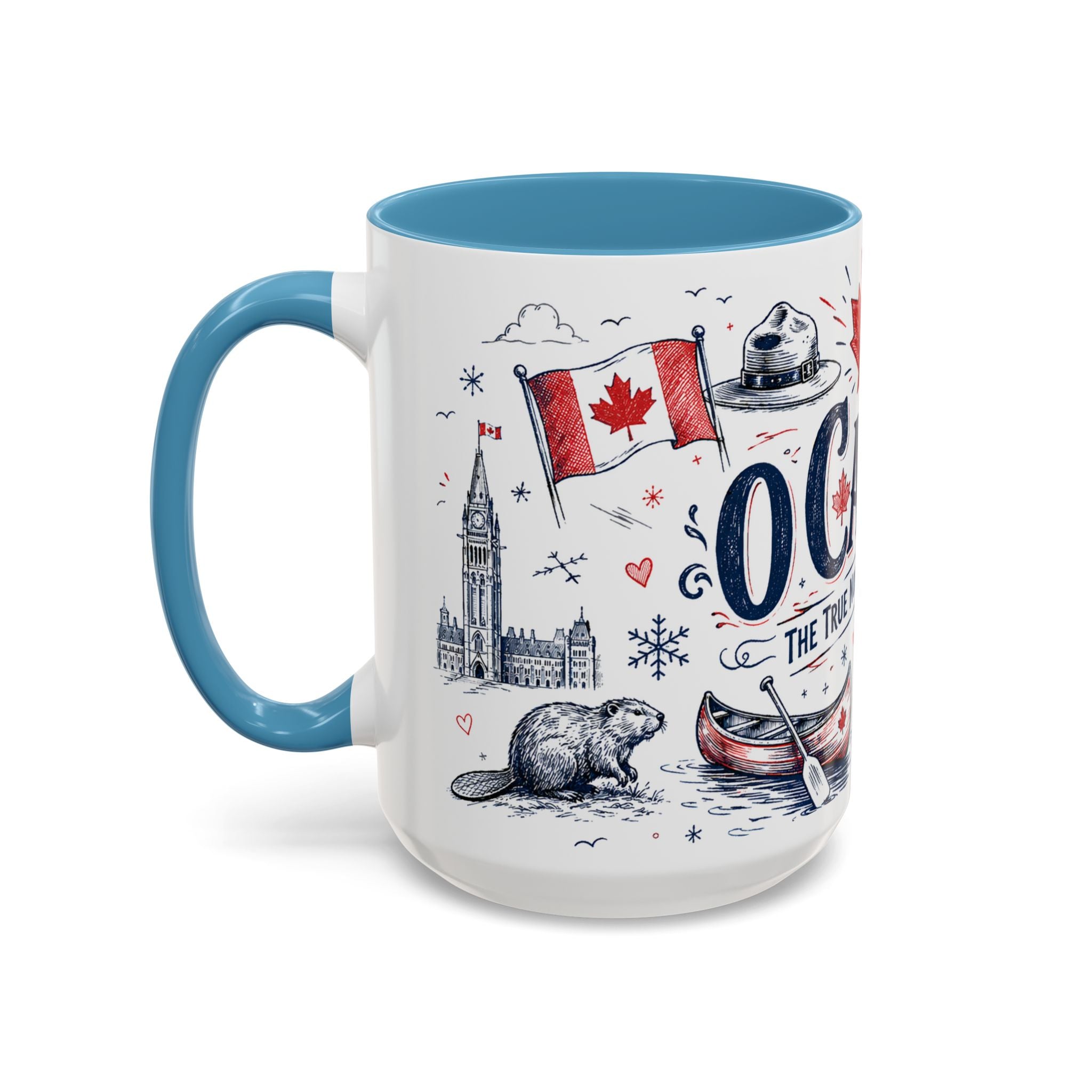 O Canada True North Coffee Mug | Canadian Pride Gift | Accent Color Ceramic 11oz 15oz