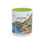 Positano Illustrated Travel Mug | Italy Souvenir Accent Coffee Mug | 11oz 15oz Ceramic Cup