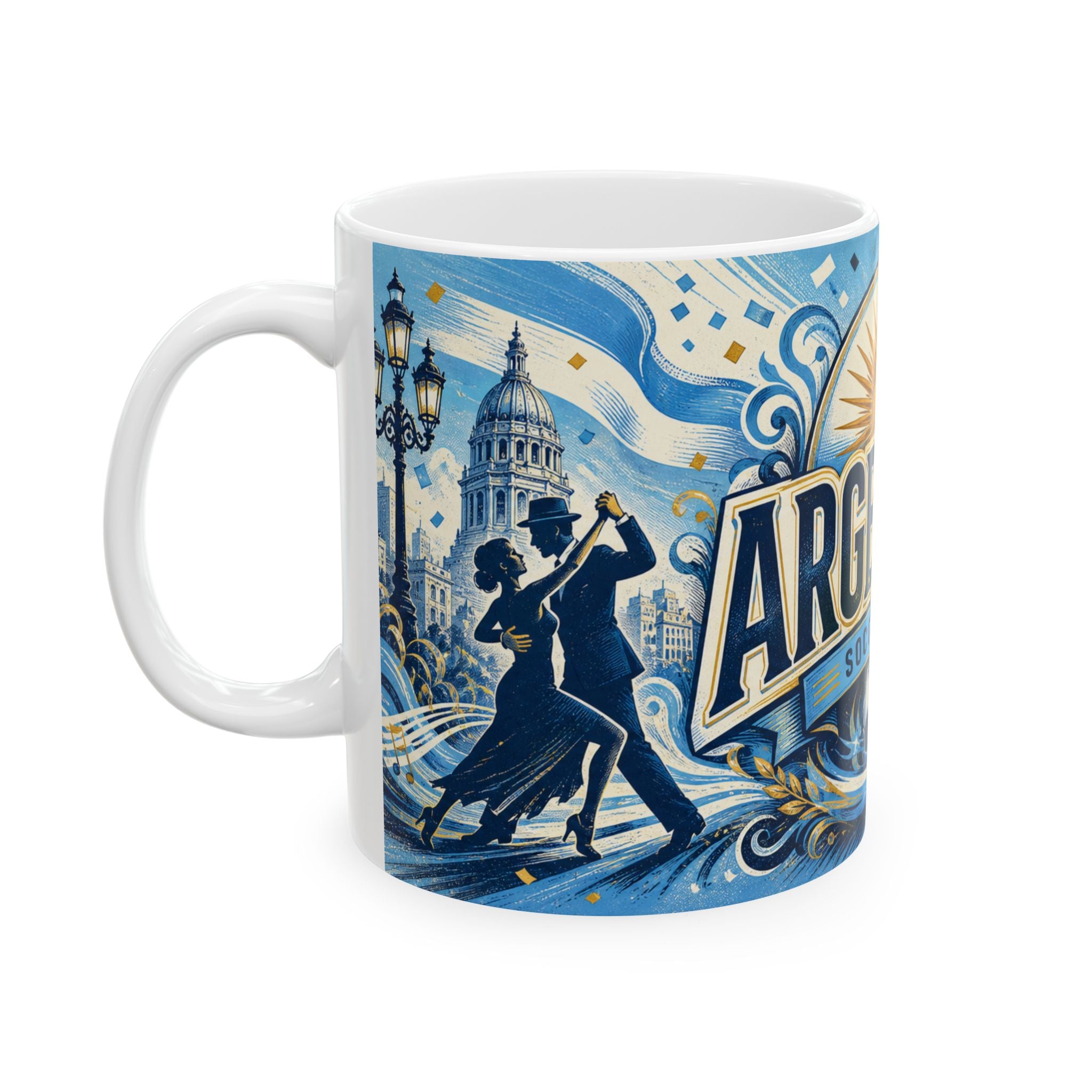 Argentina Soccer Spirit Coffee Mug | Soccer Fan Gift | Ceramic 11oz 15oz Match Day Cup