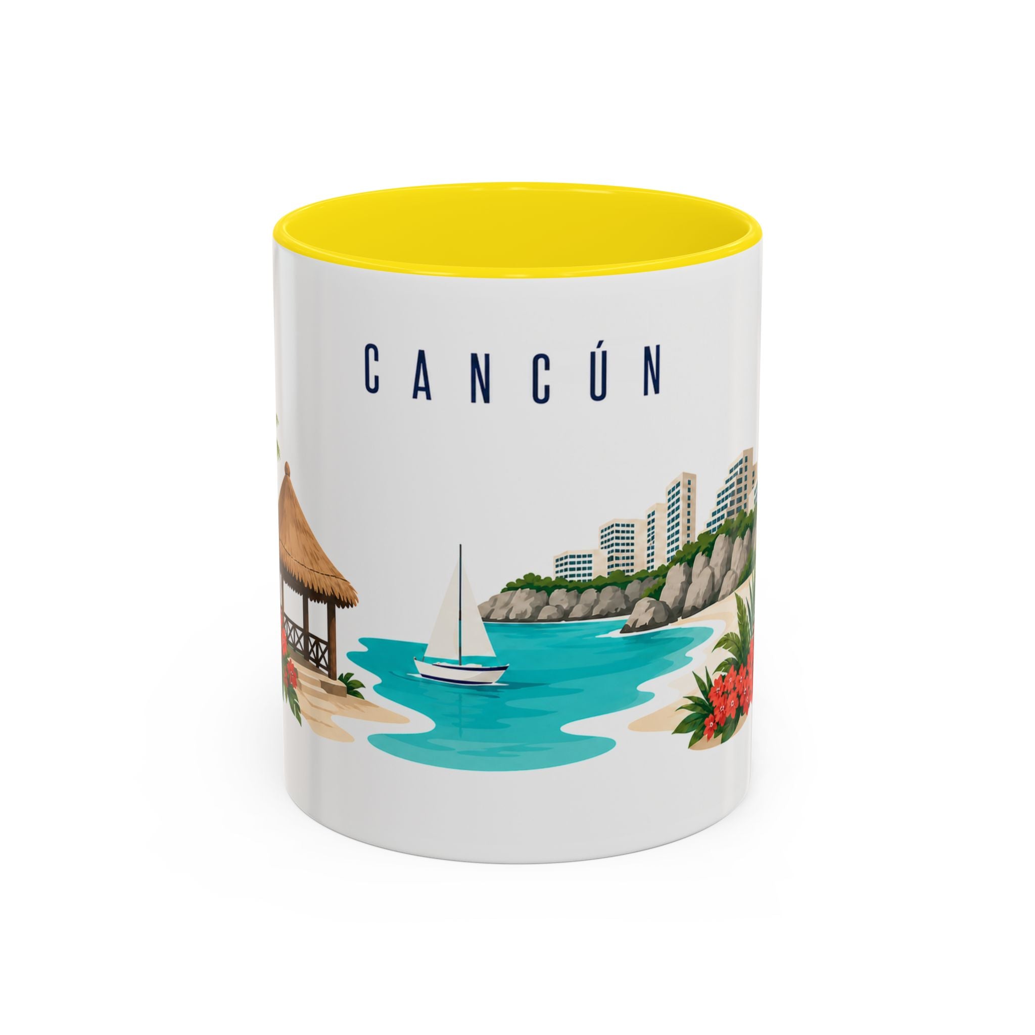 Cancún Coffee Mug | Mexico Travel Souvenir | Porcelain Decal City Gift | 11oz 15oz Accent Mug
