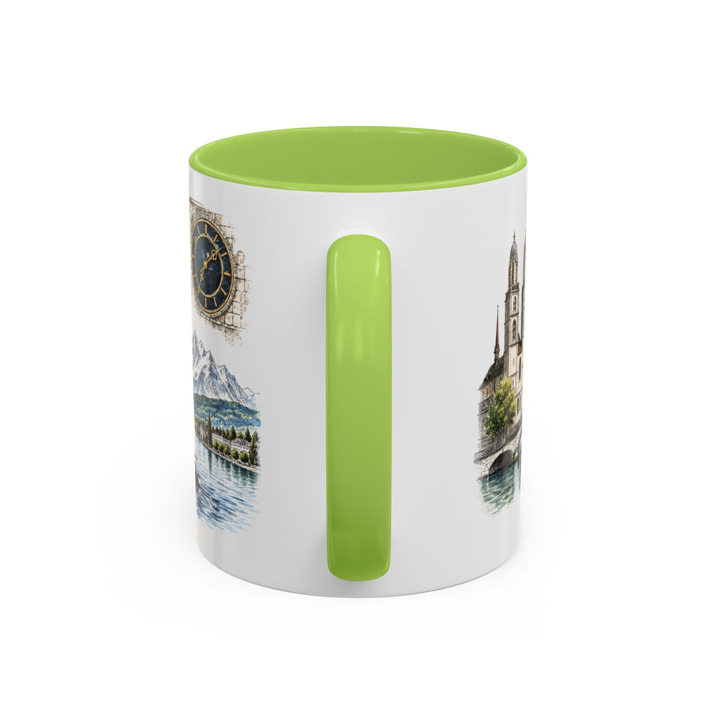 Zurich Coffee Mug | Switzerland Travel Souvenir | Vintage Illustrated City Gift | 11 oz 15 oz Accent Mug