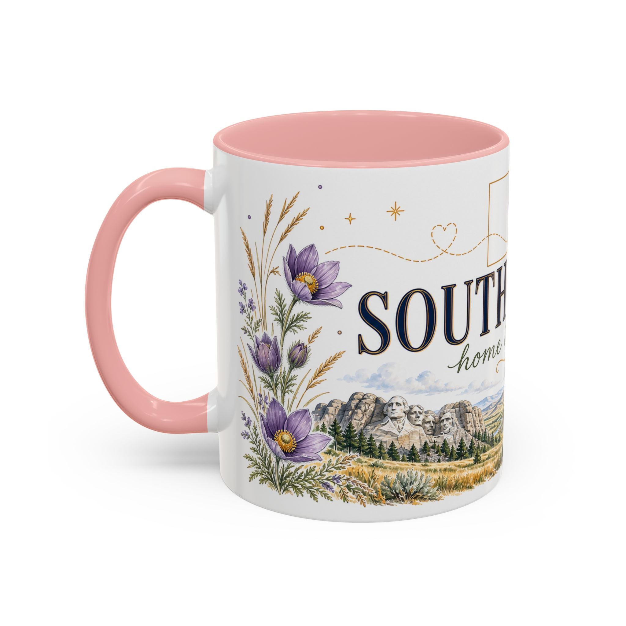 South Dakota State Map Mug | Botanical Accents, Homesick Gift (11oz or 15oz)