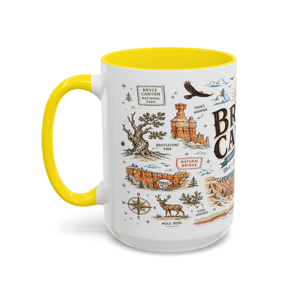 Bryce Canyon Coffee Mug | National Park Hiking Utah Gift | Accent Color Ceramic 11oz 15oz