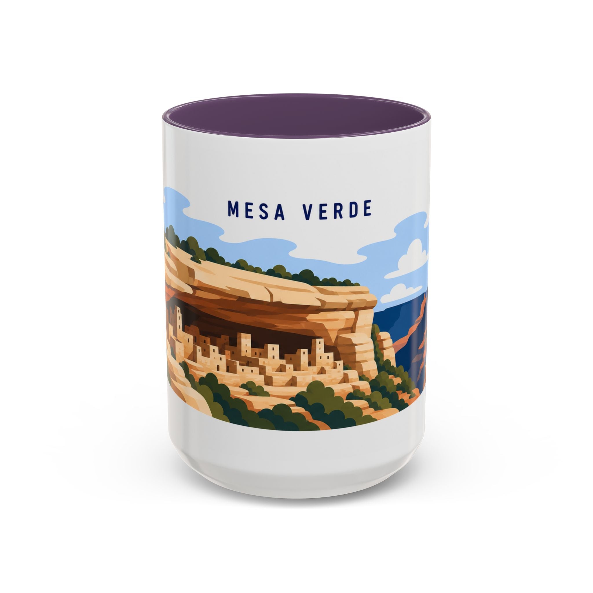 Mesa Verde National Park Coffee Mug | Solid Color Block Park Souvenir | 11oz 15oz Accent Mug