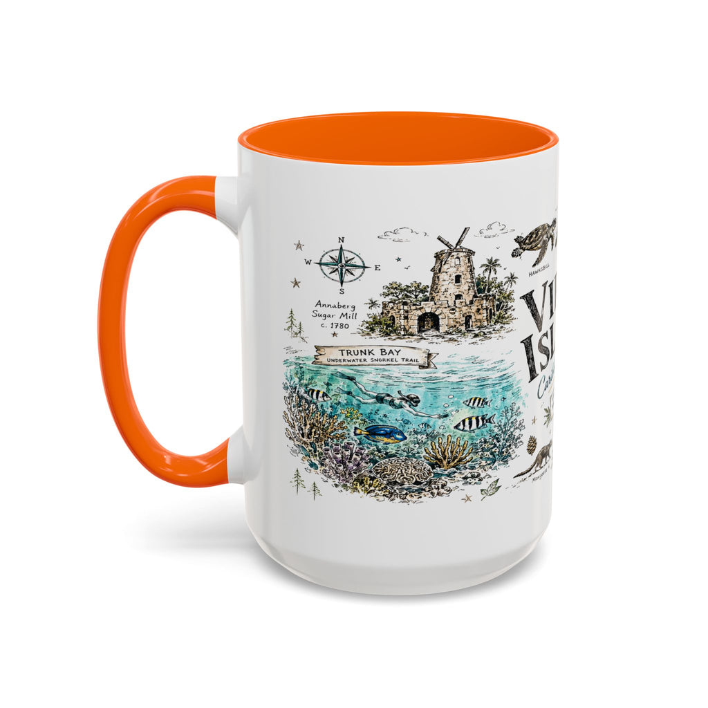 Virgin Islands National Park Coffee Mug | Caribbean Beach Snorkeling Reef Gift | Accent Color Ceramic 11oz 15oz