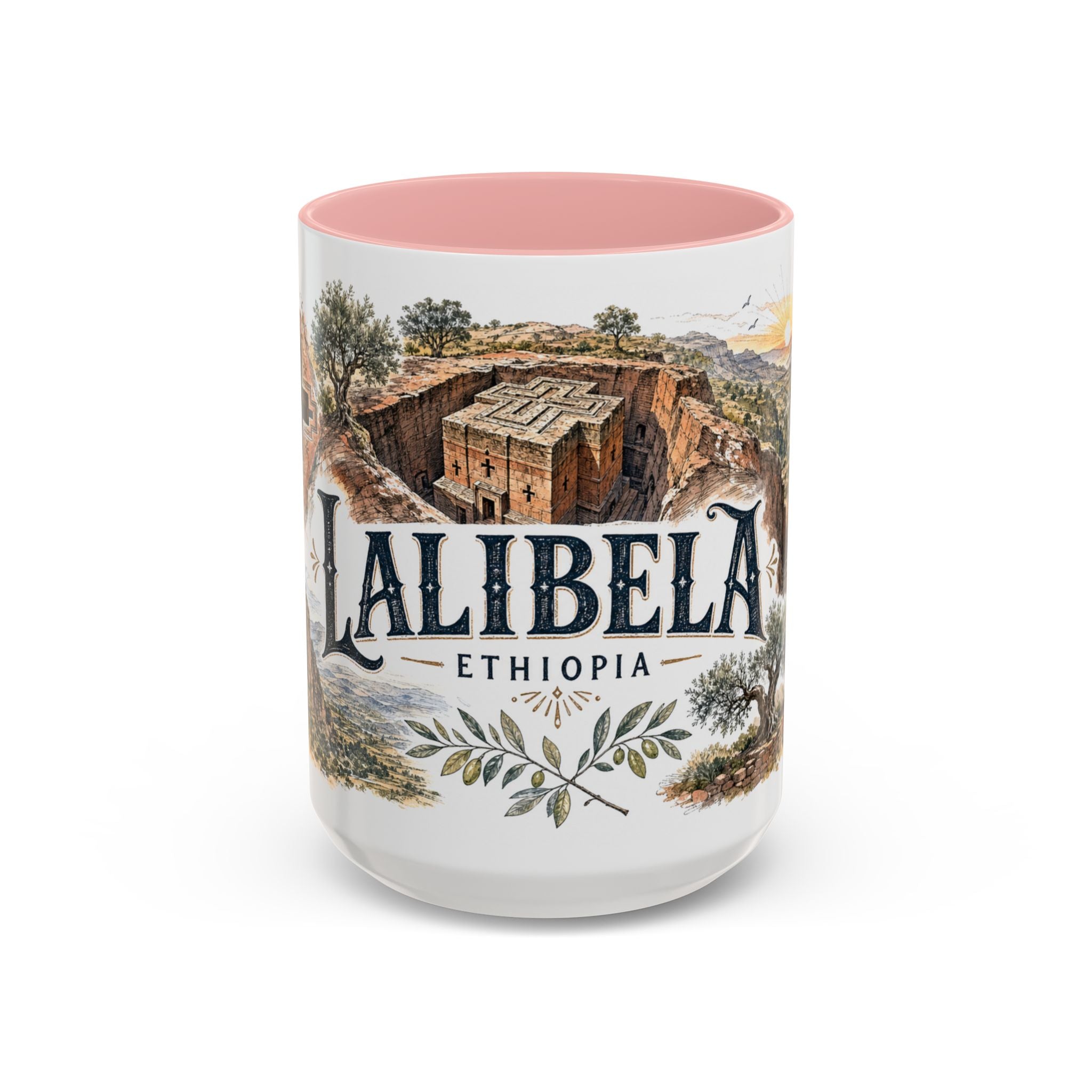 Lalibela Mug, Ethiopia Travel Souvenir, Bucket List Gift, Accent Ceramic Coffee Mug 11oz 15oz