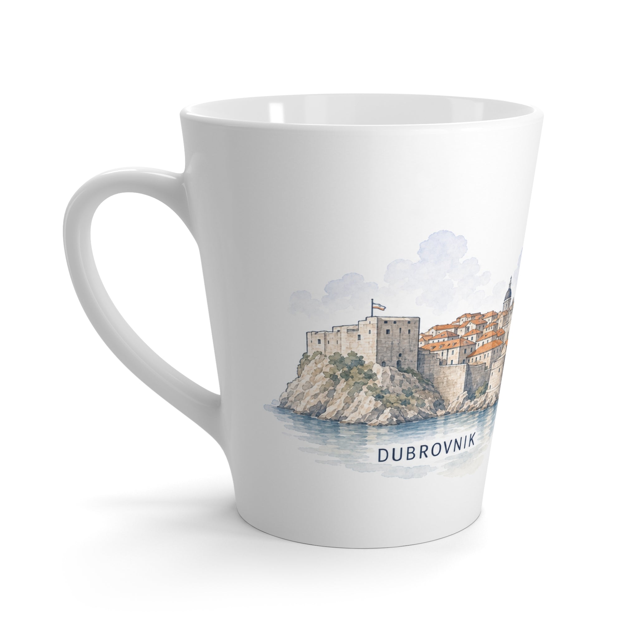 Dubrovnik Latte Mug | Watercolor City Travel Mug | 12 oz Ceramic Souvenir Gift