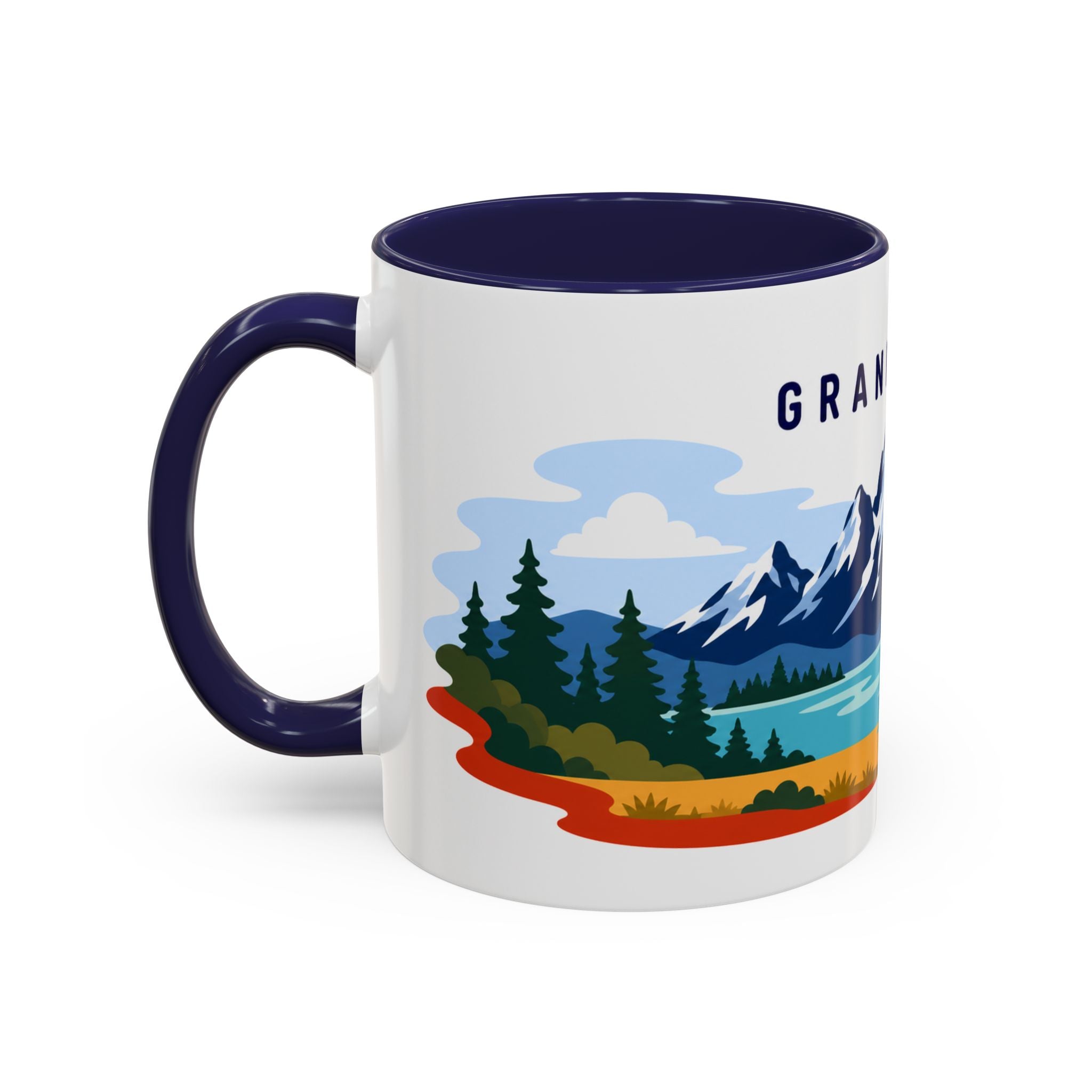 Grand Teton Coffee Mug | Travel Destination Souvenir Gift | Accent Color Ceramic 11oz 15oz