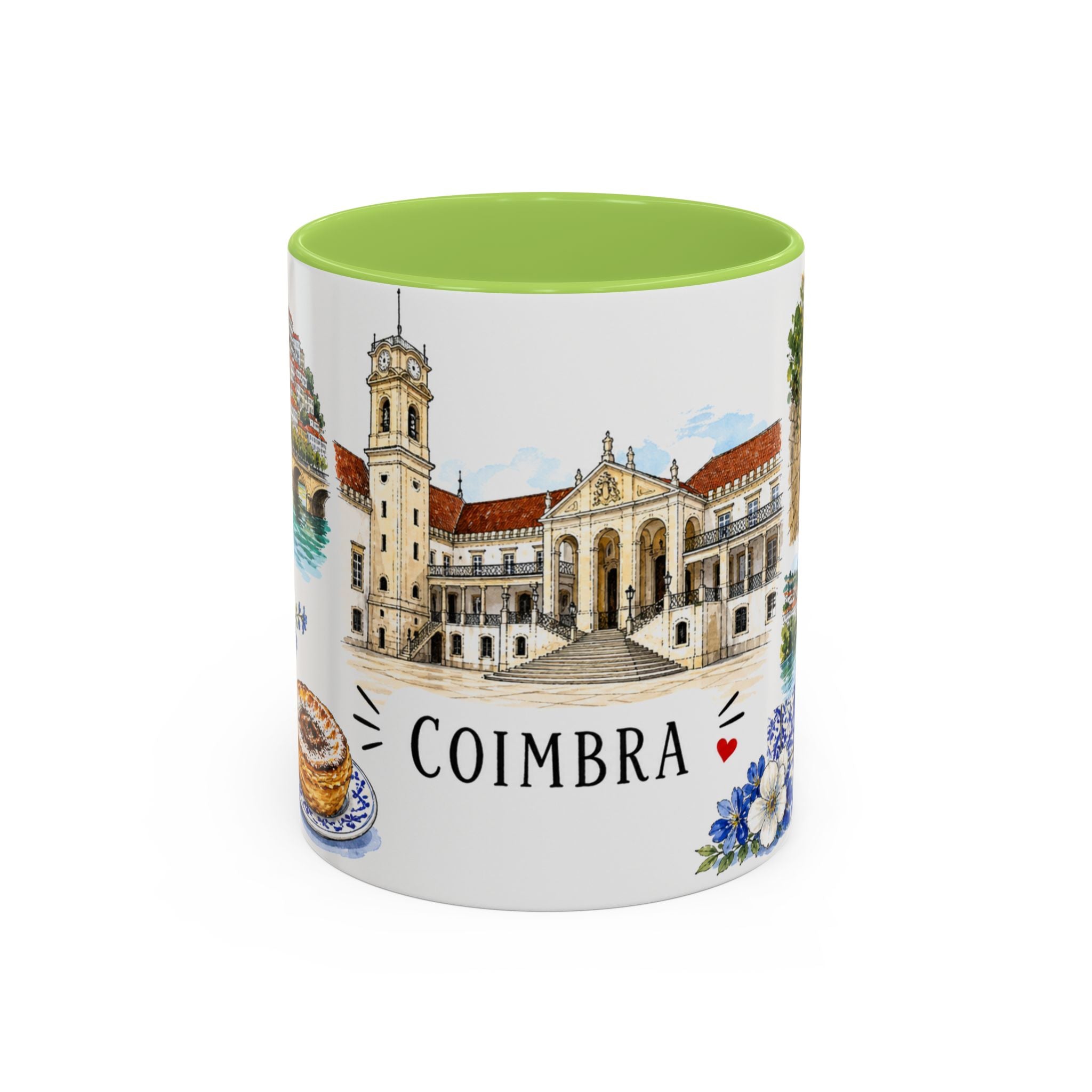 Coimbra Illustrated Travel Mug | City Souvenir Accent Coffee Mug | 11oz 15oz Ceramic Cup