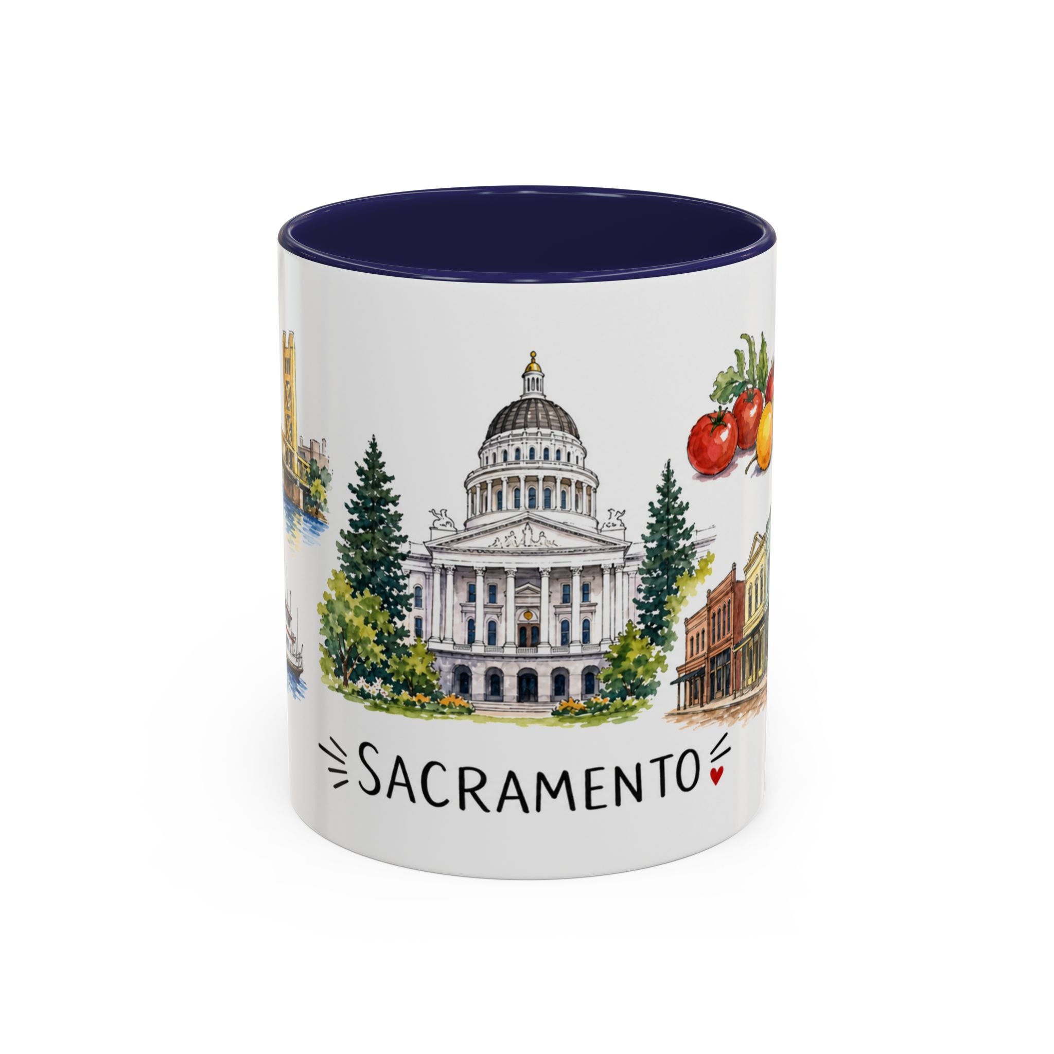 Sacramento Illustrated Travel Mug | City Souvenir Accent Coffee Mug | 11oz 15oz Ceramic Cup