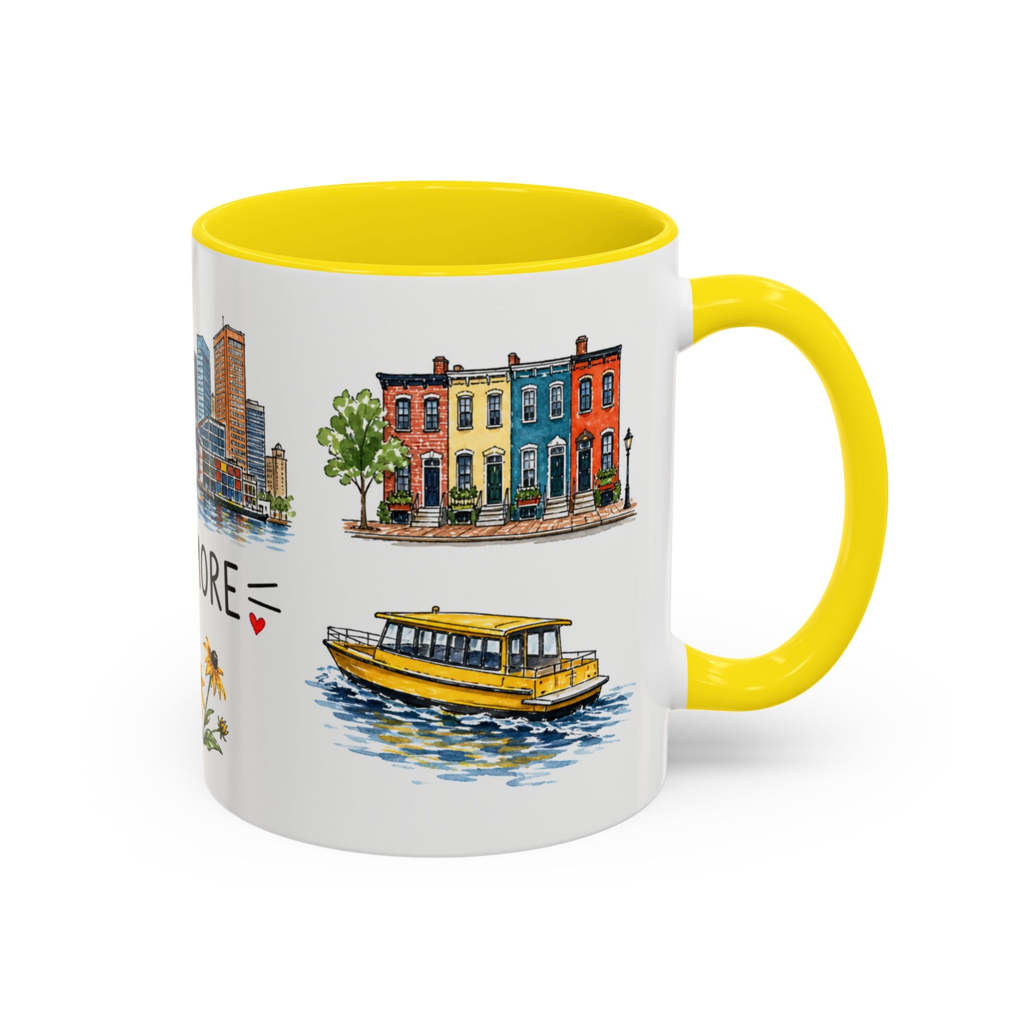 Baltimore Illustrated Travel Mug | City Souvenir Accent Coffee Mug | 11oz 15oz Ceramic Cup