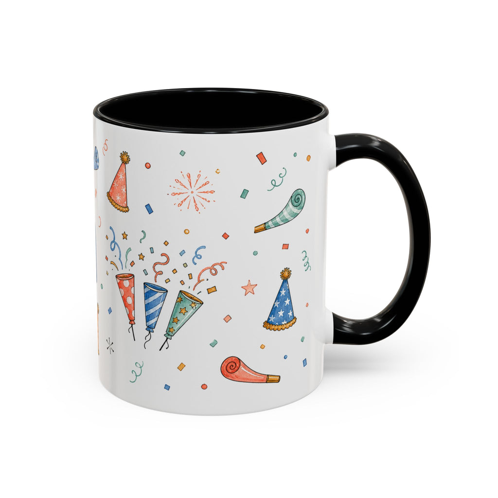 New Year Party Mug | Balloon Popper Watercolor Celebration Gift | Accent Cup 11oz 15oz