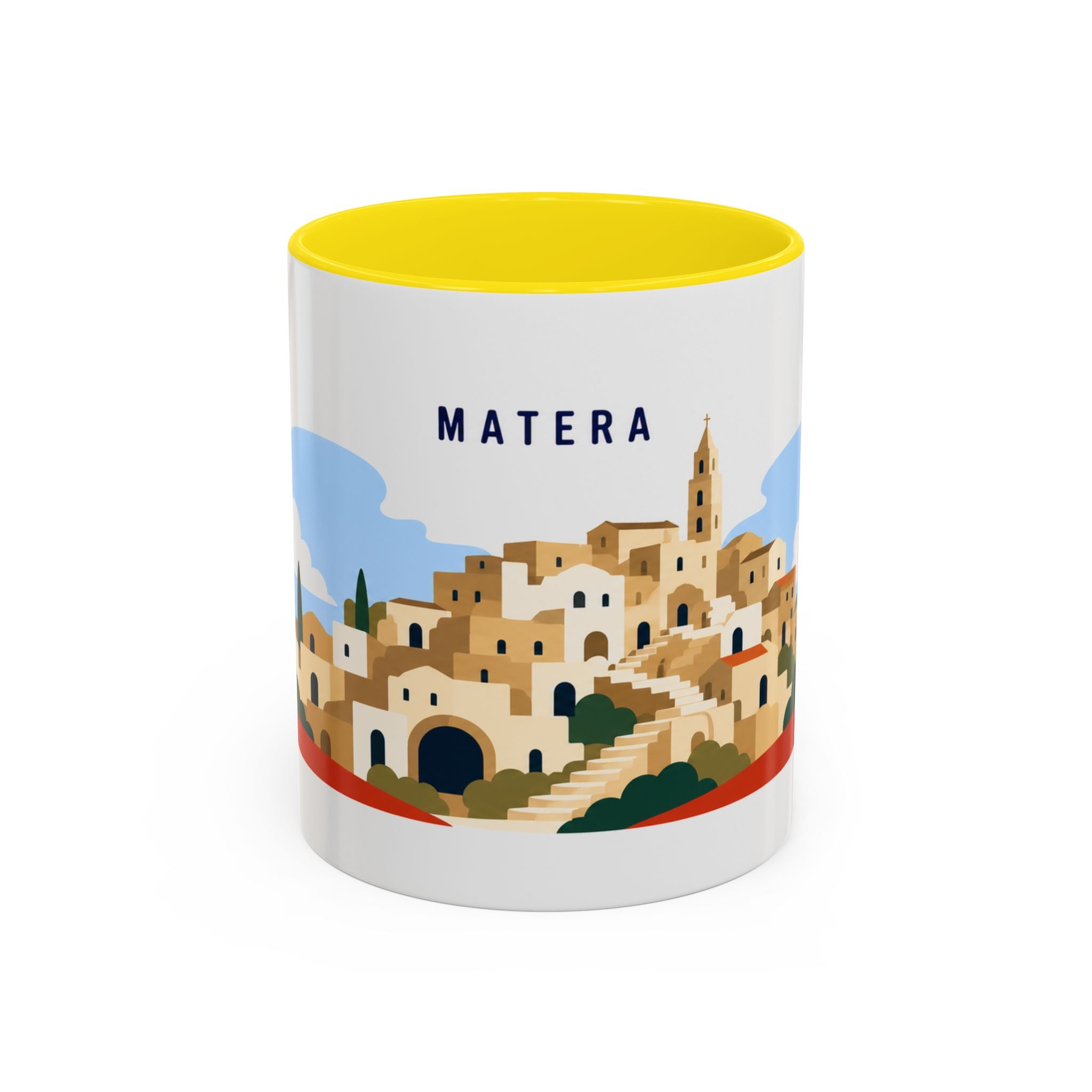 Matera Coffee Mug | Travel Destination Souvenir Gift | Accent Color Ceramic 11oz 15oz