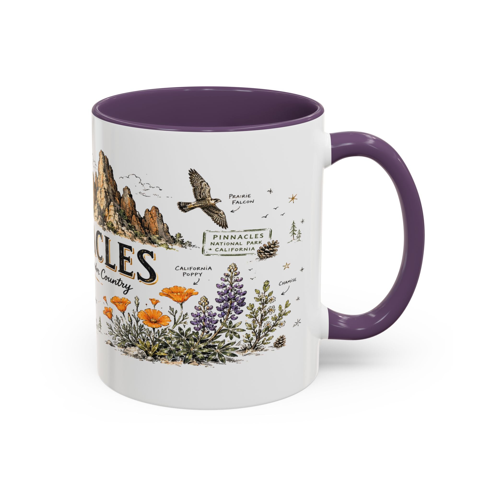 Pinnacles National Park Coffee Mug | California Rock Climbing Condor Gift | Accent Color Ceramic 11oz 15oz