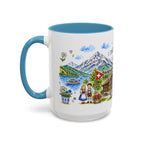 Interlaken Illustrated Travel Mug | Switzerland Souvenir Accent Coffee Mug | 11oz 15oz Ceramic Cup