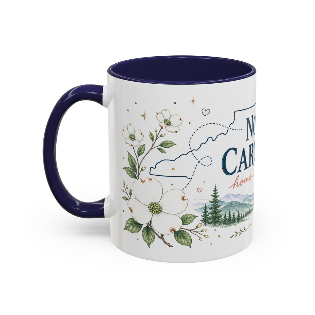 North Carolina State Map Mug | Moving Away, Homesick Gift | Botanical Accent Coffee Cup