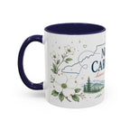 North Carolina State Map Mug | Moving Away, Homesick Gift | Botanical Accent Coffee Cup