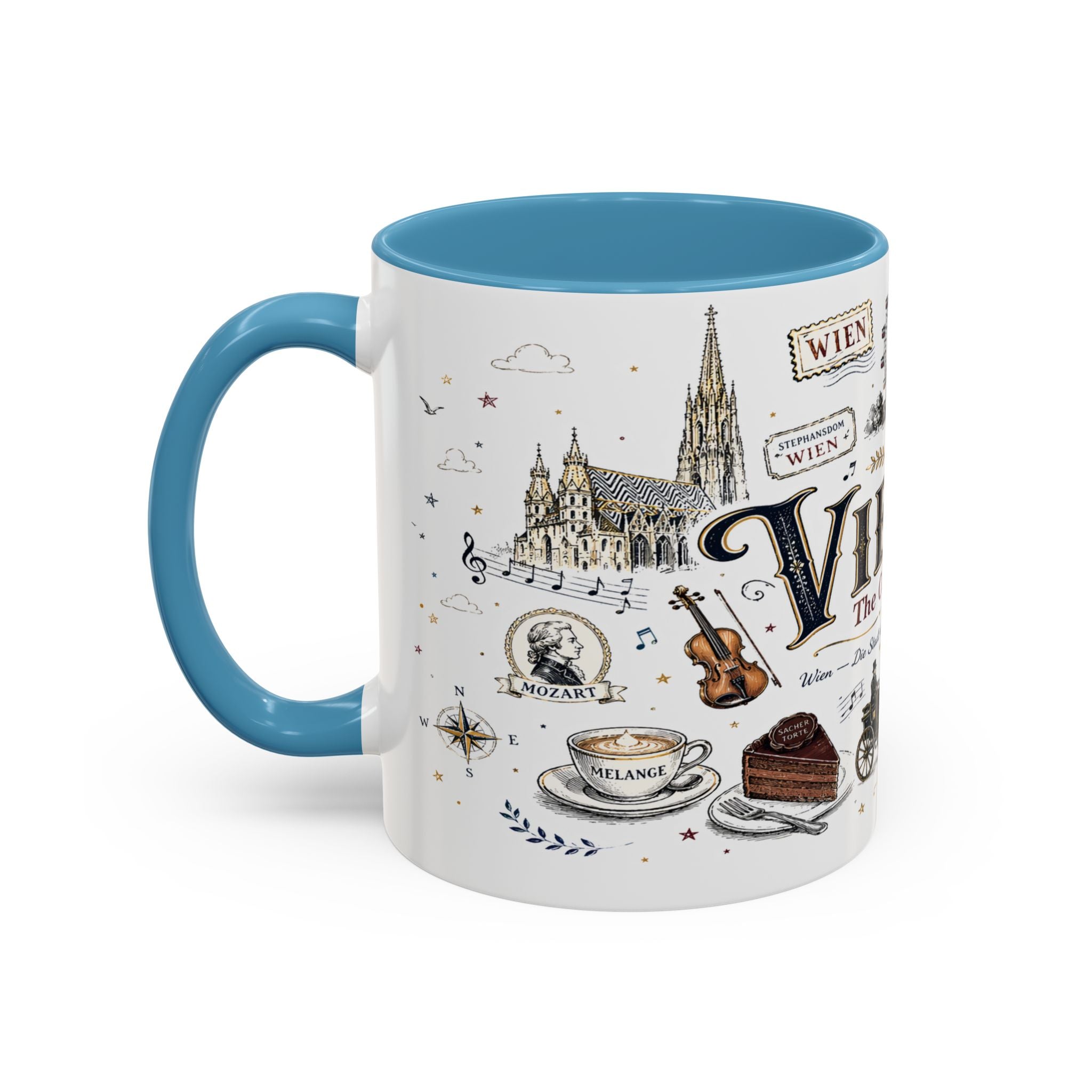 Vienna Coffee Mug | Austria Souvenir Travel Gift | Accent Color Ceramic 11oz 15oz